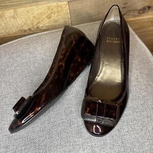 Stuart Weitzman Shoes Women's 6M Patent Leather Wedge Tortoiseshell With Buckle